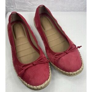 Kelly & Katie Flat Shoes Katie Slip On Fabric Red Jute Size 7.5